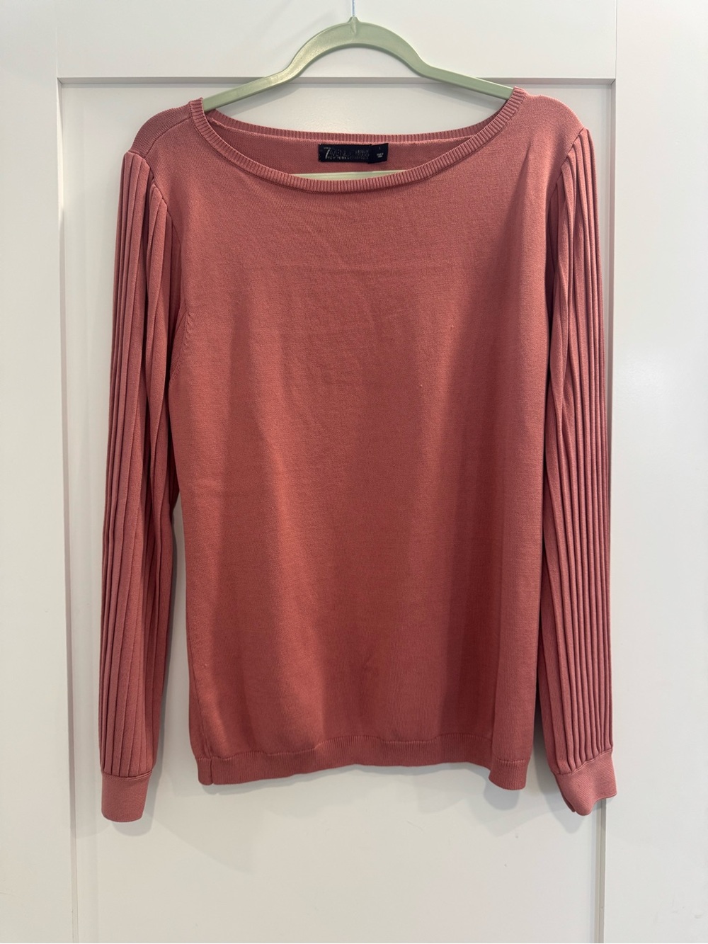 Pleated-Sleeve Women's knitted Top- Dusty Rose